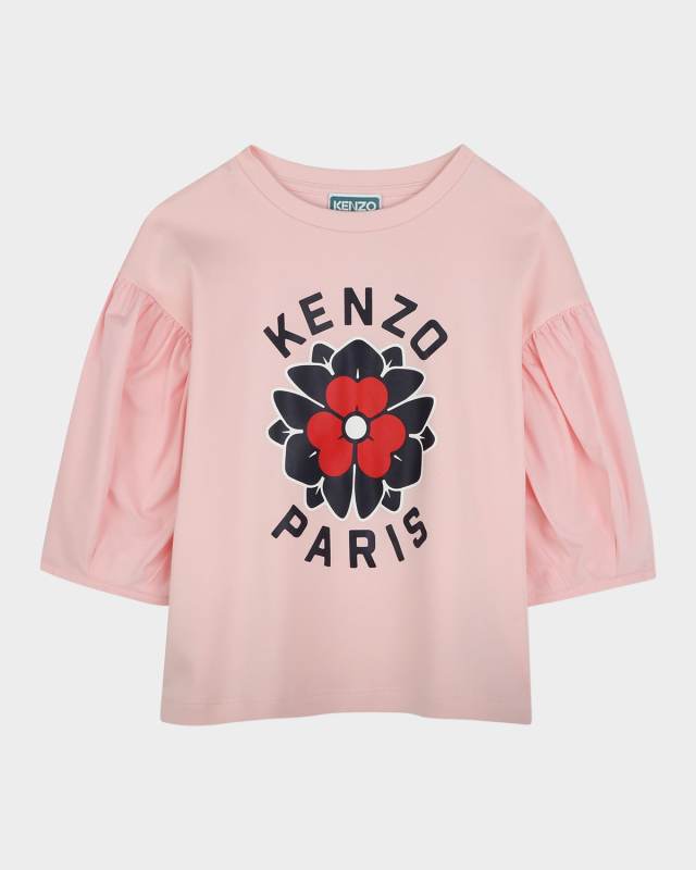 Girl's Floral Logo-Print T-Shirt, Size 6-12